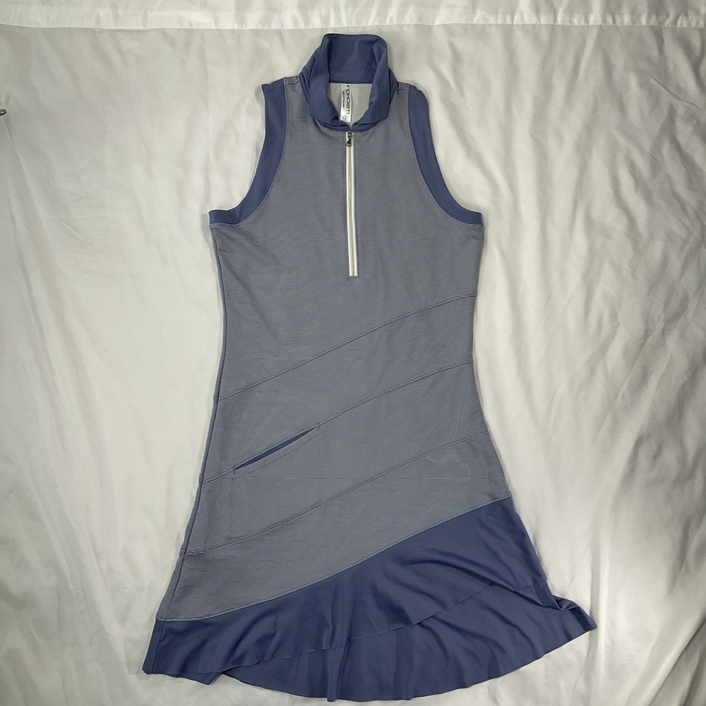 InPhorm Active Wear Tennis Dress Pleated Blue/Gray Women's Sz S Sports Golf 551